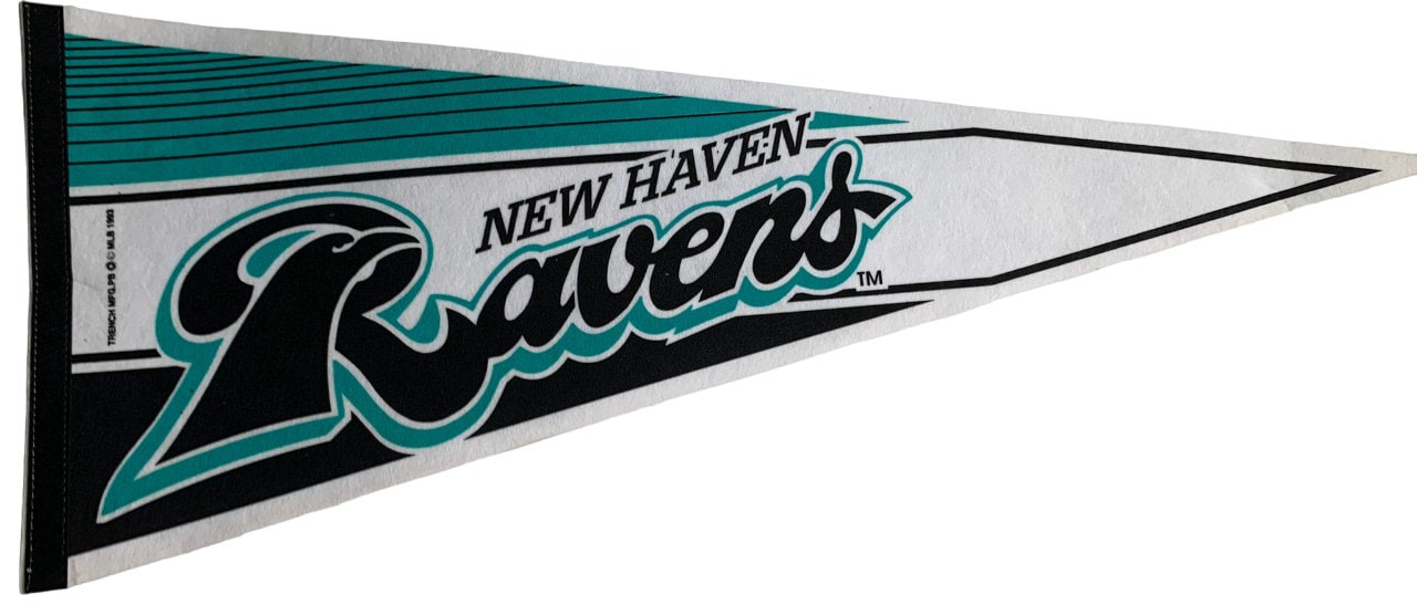 New Haven Ravens MLB vintage 90s old logo mlb pennants vaantje baseball fanion pennant flag vintage classic ravens 90s minor league ball us