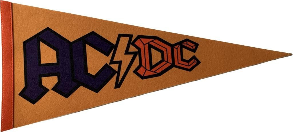 ACDC Music collectibles vintage pennants vaantje vlaggetje vlag vaantje fanion pennant flag rock music finds wall decor