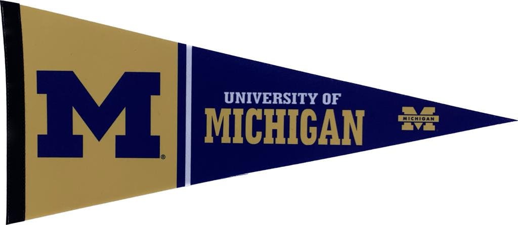Michigan University uni NCAA american football pennants vaantje vlaggetje vlag fanion pennant flag fahne drapeau wolverines football gift