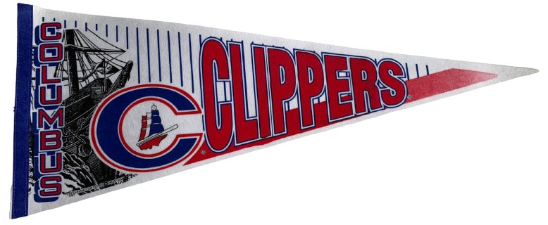 Columbus Clippers MLB vintage 90s old logo mlb pennants vaantje baseball  fanion pennant flag vintage classic clippers 90s minor league ball